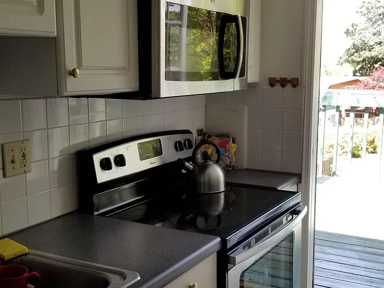 Kitchen opens up to deck