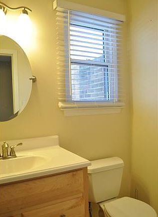 Nicely finished powder room.