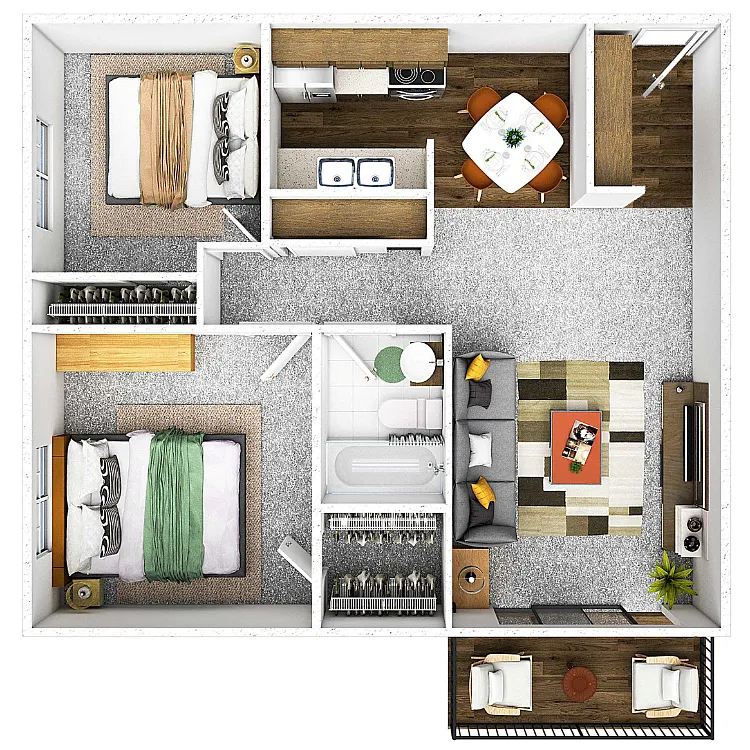 Floor plan 2 Bed 1 Bath A