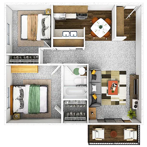 Floor plan 2 Bed 1 Bath A