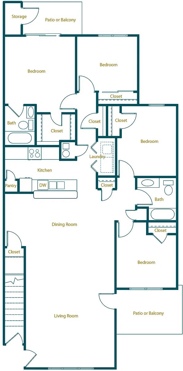 Floor plan 4 Bed 2 Bath