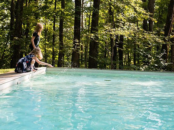 Make a splash when you cool off in the 20' x 40' saline pool in the woods.