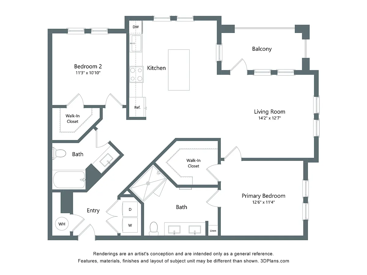 Floor plan The Velocity | 2 Bed | 2 Bath