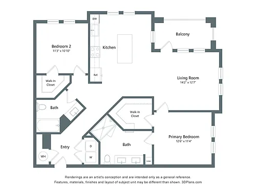 Floor plan The Velocity | 2 Bed | 2 Bath