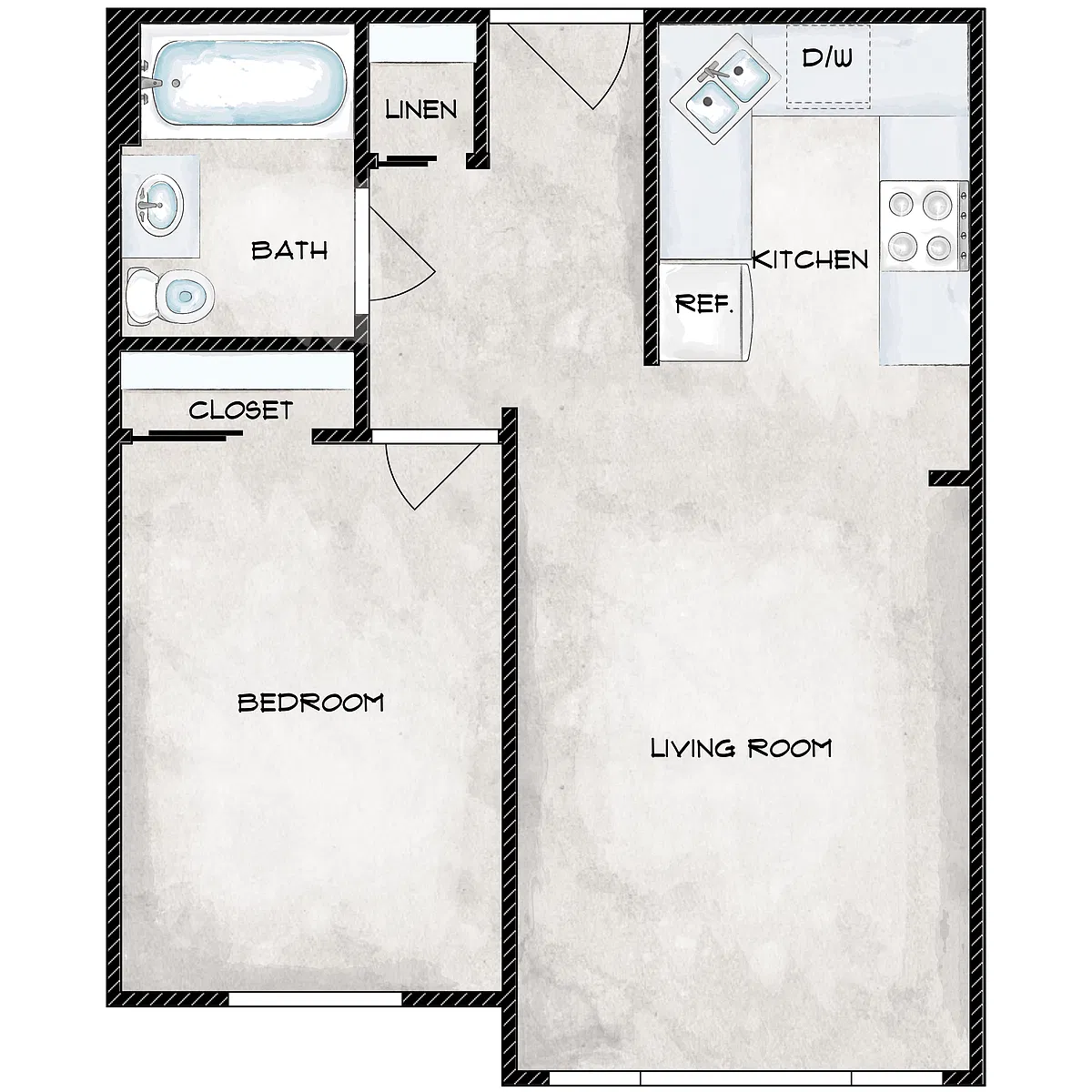 Floor plan One Bedroom One Bath
