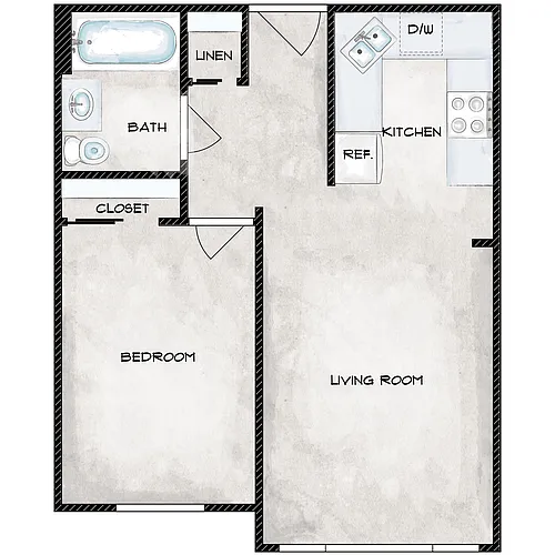 Floor plan One Bedroom One Bath
