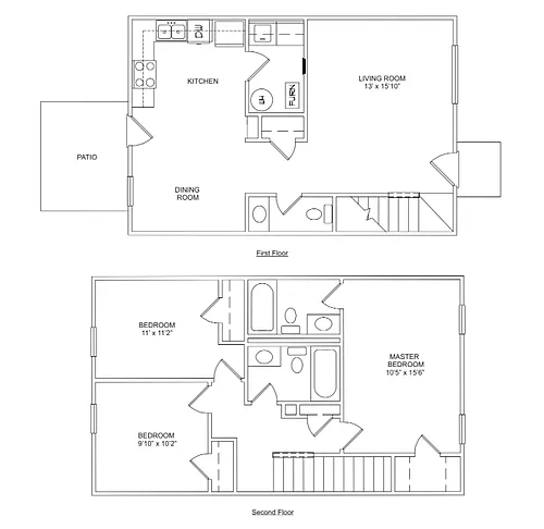 Floor plan 3 Bed 2 and Half Bath