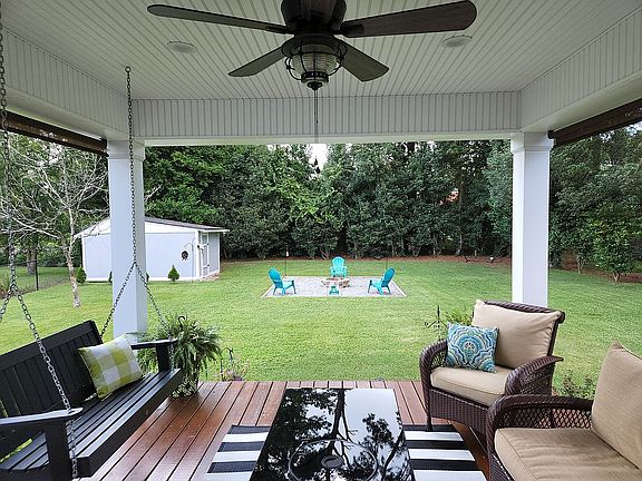 rear porch and yard