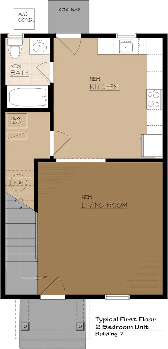 Floor plan 2 Bedroom 2 Bath Townhouse