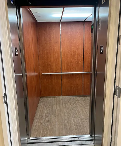Interior of the just refreshed elevator