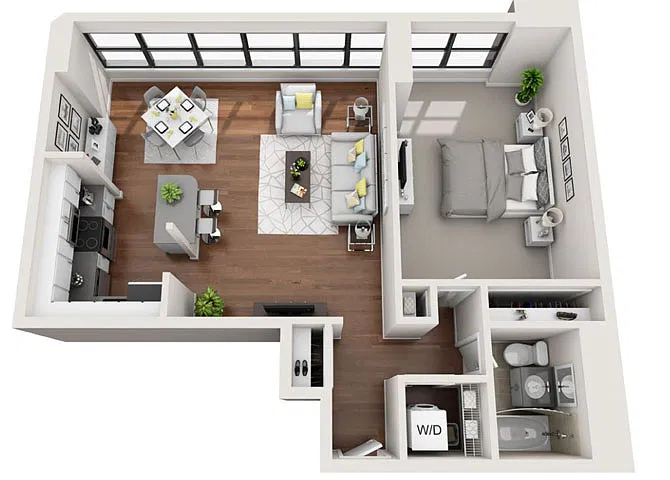 Floor plan Tier 02 (1BR/1BA)