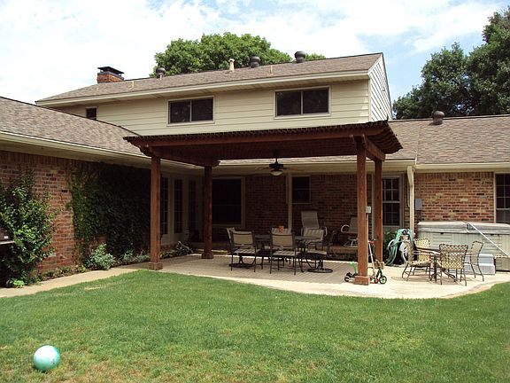 Back yard with hot tub