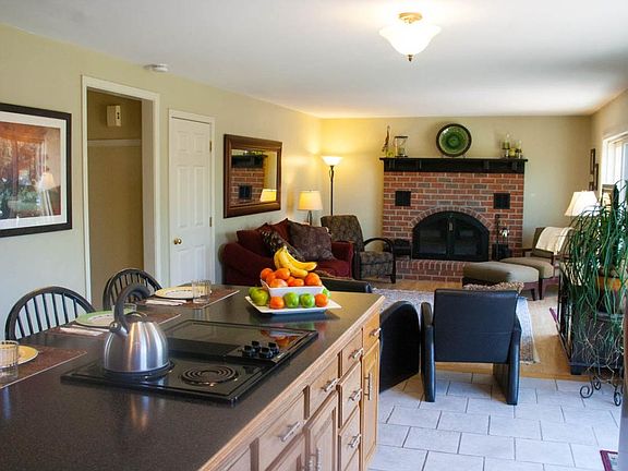 Kitchen view into living room