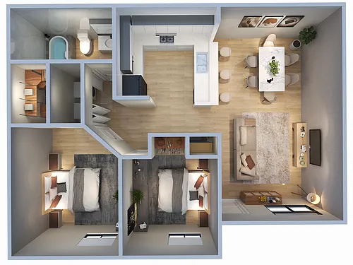 Floor plan 2 BR 60%