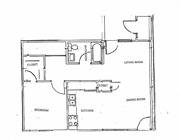 Floor plan 1 Bedroom Unit