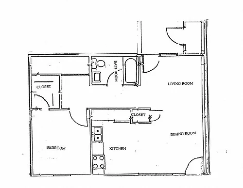Floor plan 1 Bedroom Unit