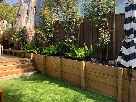 Sunny private, fenced outdoor spaces.