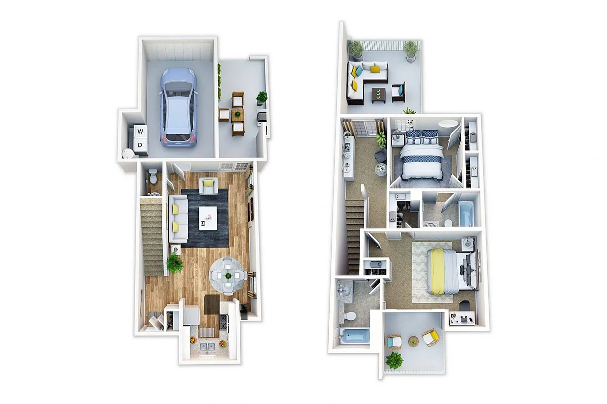 Floor plan 2 Bedroom, 2.5 Bath Townhouse