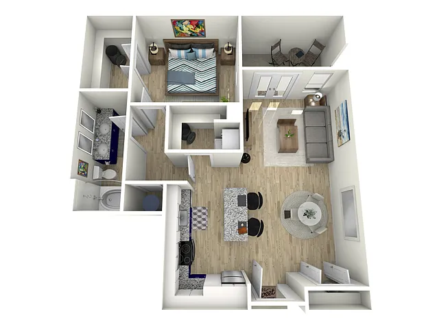 Floor plan 1 Bed, 1 Bath (80% Income Restricted)