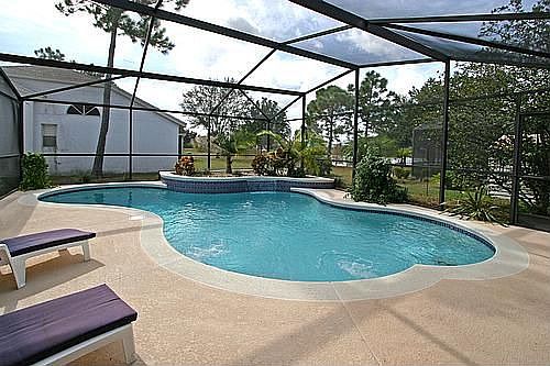 Relaxing pool area with lake view