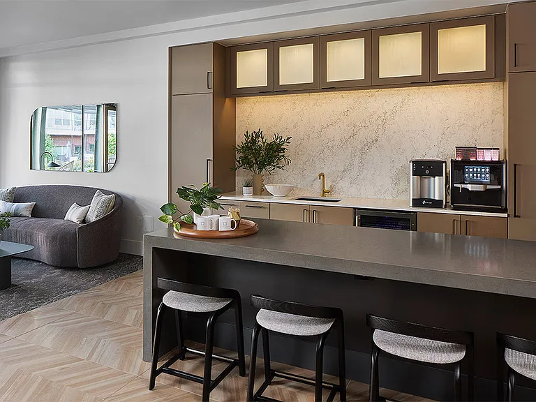 Apartment community entertainment lounge at Griffis at Fiddler's Green in Centennial, Colorado.