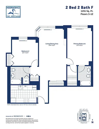 Floor plan 2 Bed 2 Bath F