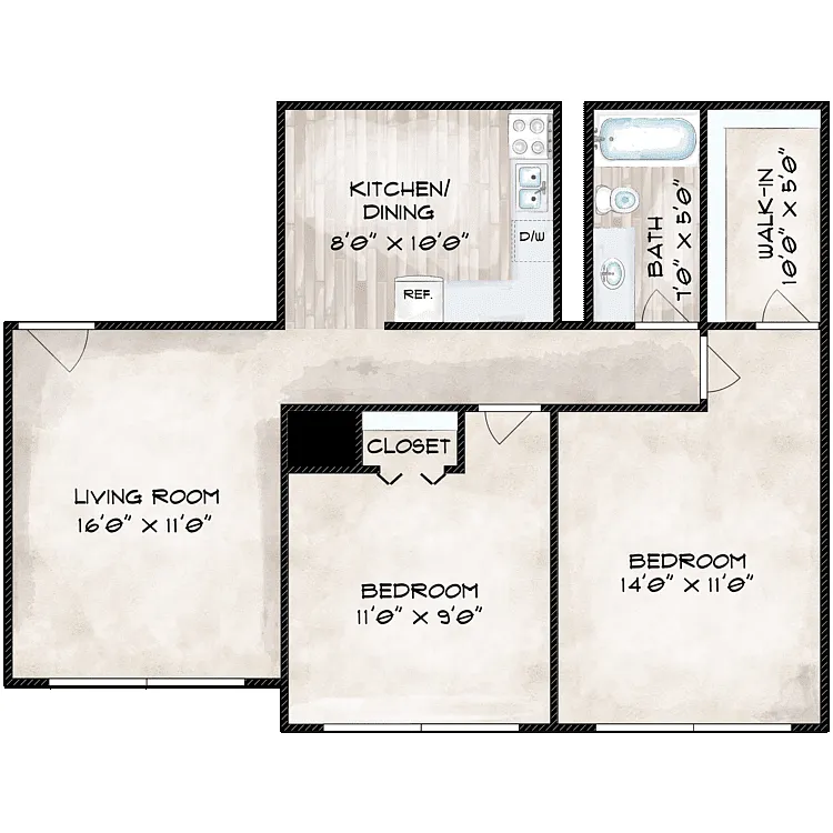 Floor plan Two Bedroom