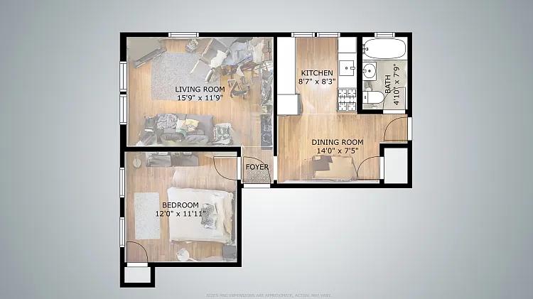 Floor plan Rear corner 1 Bed