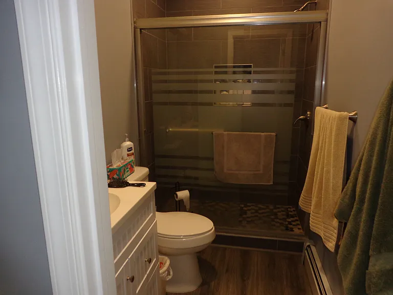 Bathroom with step-in shower