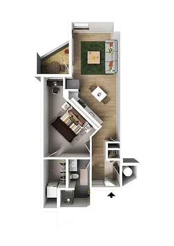 Floor plan 1 Bedroom Type C