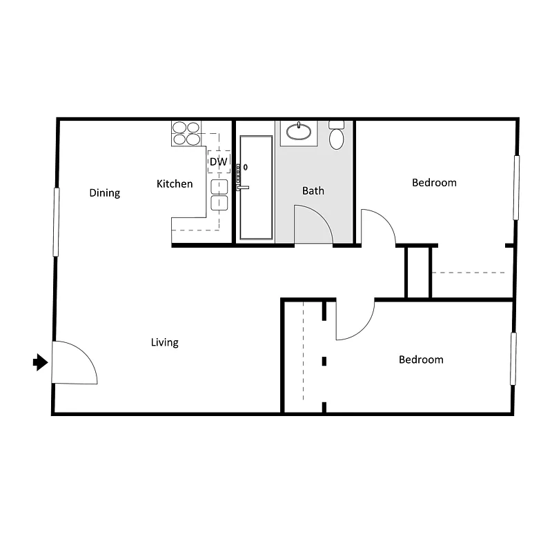Floor plan University Square 2 Bed