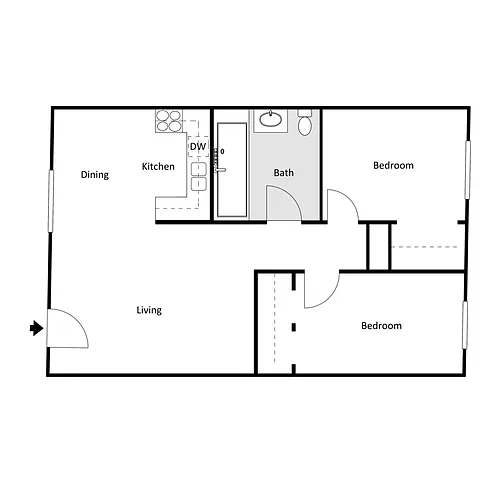 Floor plan University Square 2 Bed