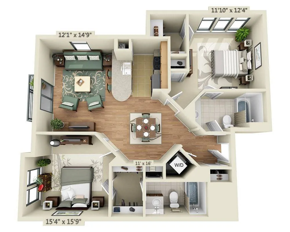 Floor plan 2 BEDROOM FLAT (B2B)
