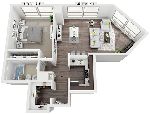 Floor plan ONE BEDROOM THREE / FOUR
