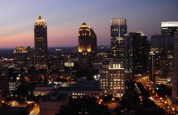 actual nighttime view from balcony facing north midtown (26th floor)