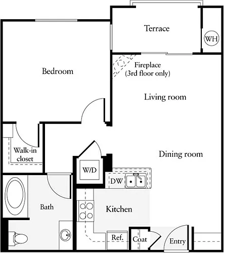 Floor plan 1 Bedroom B