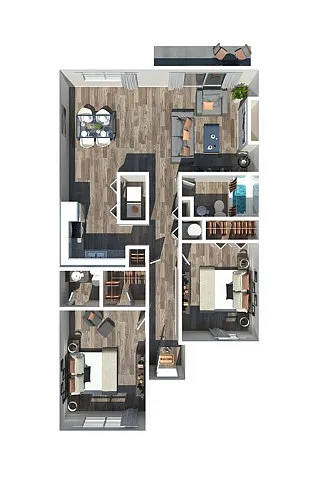 Floor plan Huntley East 2 Bedroom 1.5 Bath