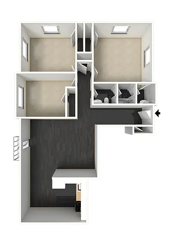 Floor plan 3-Bedroom Large Unfurnished