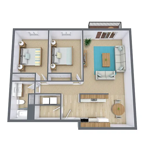 Floor plan Two Bedroom 21A