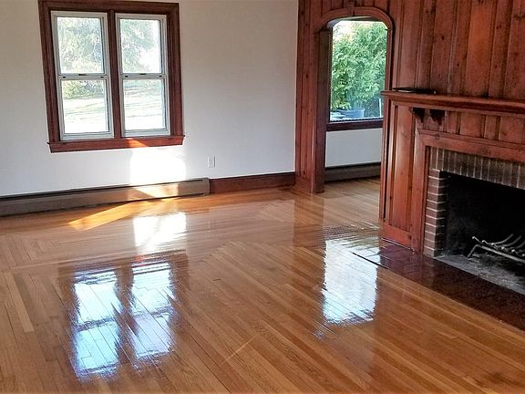 living room and fireplace