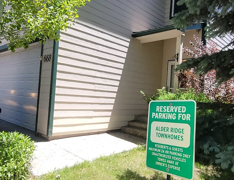 Guest parking next to the entry sidewalk.