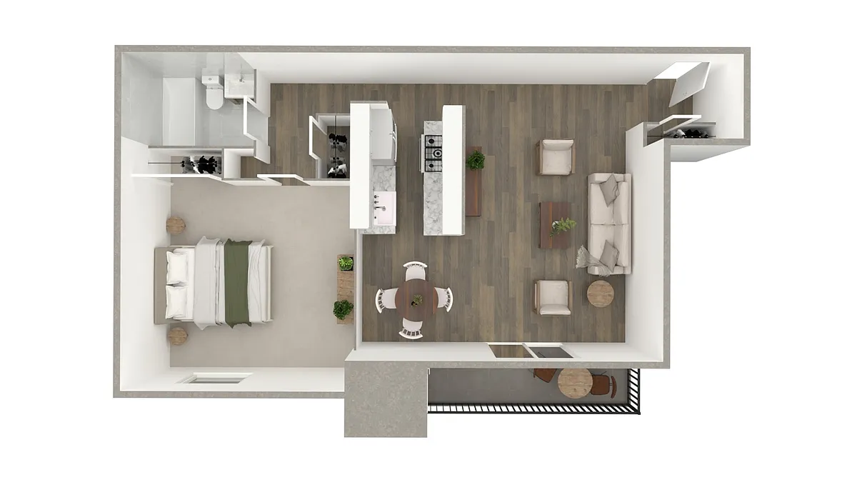 Floor plan One Bedroom (Renovated)