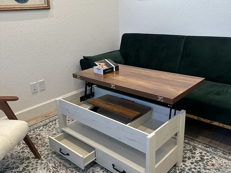 opening table with storage space