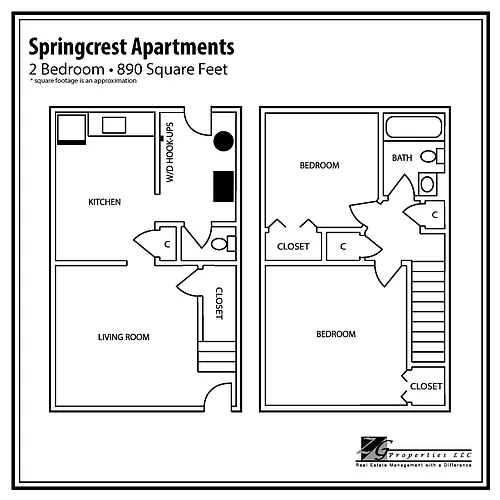 Floor plan 2 Bedroom Townhouse