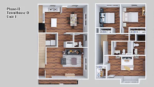 Floor plan Three Bedroom Townhome