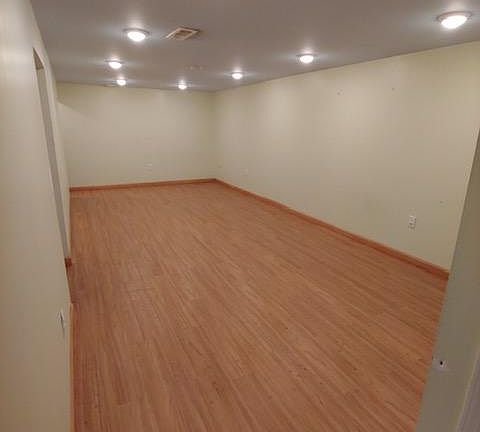 A large living room in basement