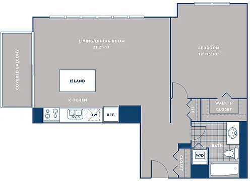 Floor plan 1 bed 1 bath / 15