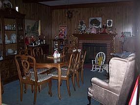 dining room with fireplace