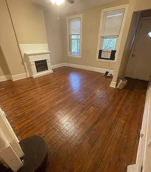 Living room with electric fireplace