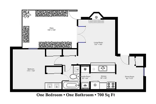 Floor plan A2 1 Bed / 1 Bath